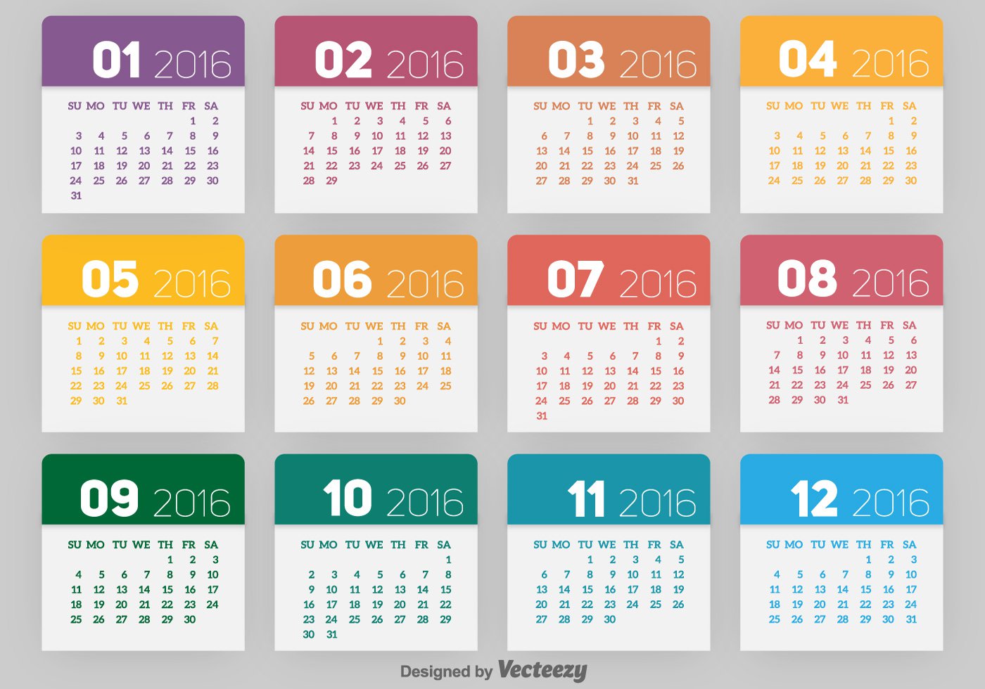 Vector Graphics Calendar 2016