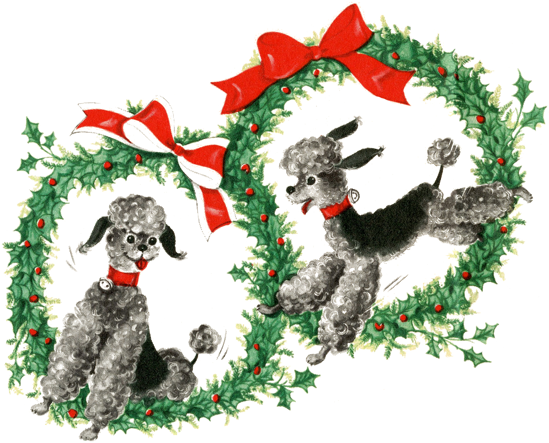 Vintage Christmas Clip Art Poodle
