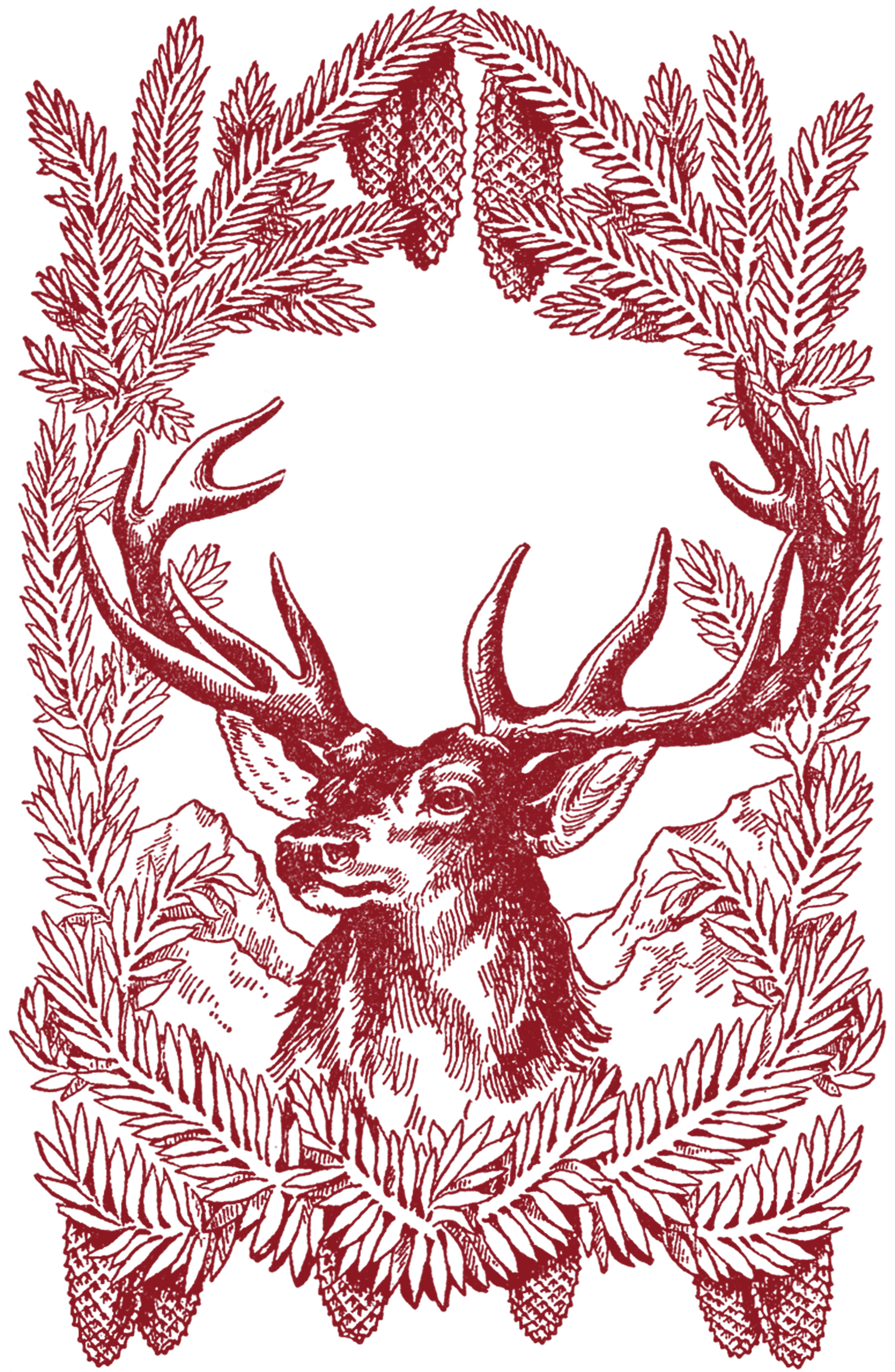 Vintage Christmas Deer Clip Art
