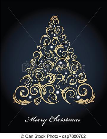 Vintage Christmas Tree Vector