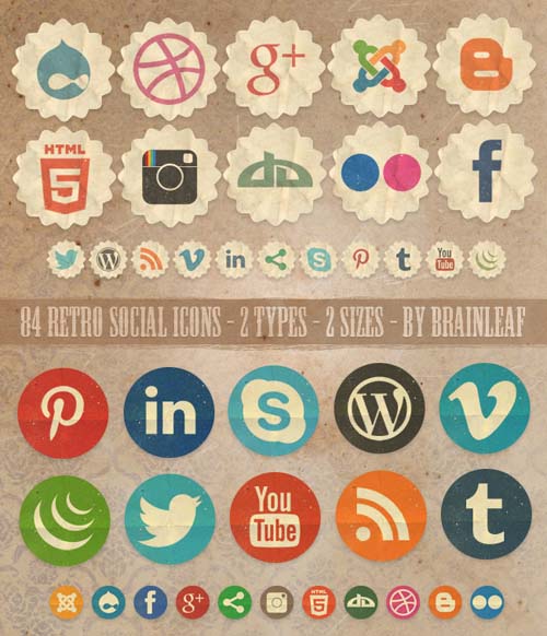 Vintage Social Media Icons