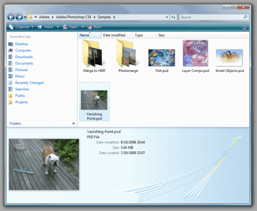 Windows 7 File Explorer Thumbnail