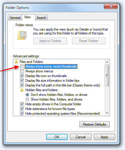 Windows Explorer Thumbnails Not Showing