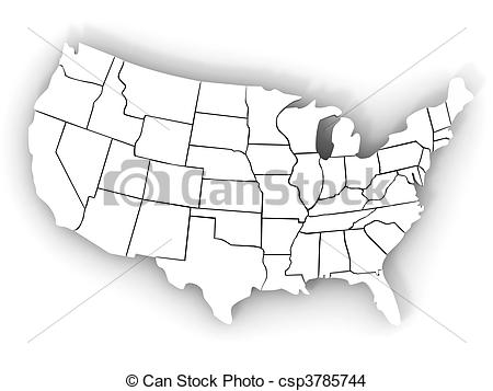 3D USA Map Clip Art