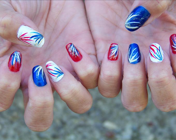 4th of July Firework Nail Art Designs