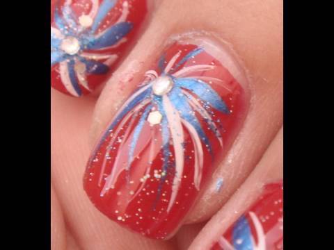 4th of July Firework Nail Art Designs