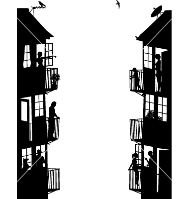 Apartment Building Silhouette Vector