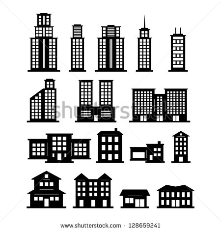 Black and White Building Clip Art