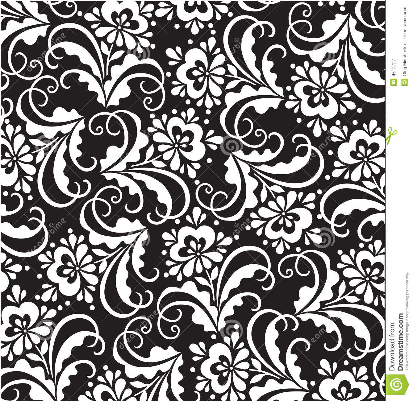 Black and White Floral Pattern Vector