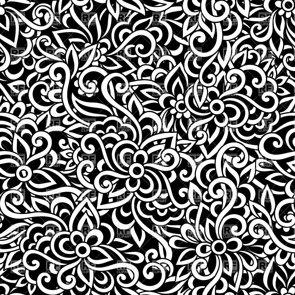 Black and White Floral Pattern Vector