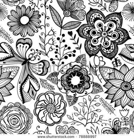 Black and White Flower Designs Patterns