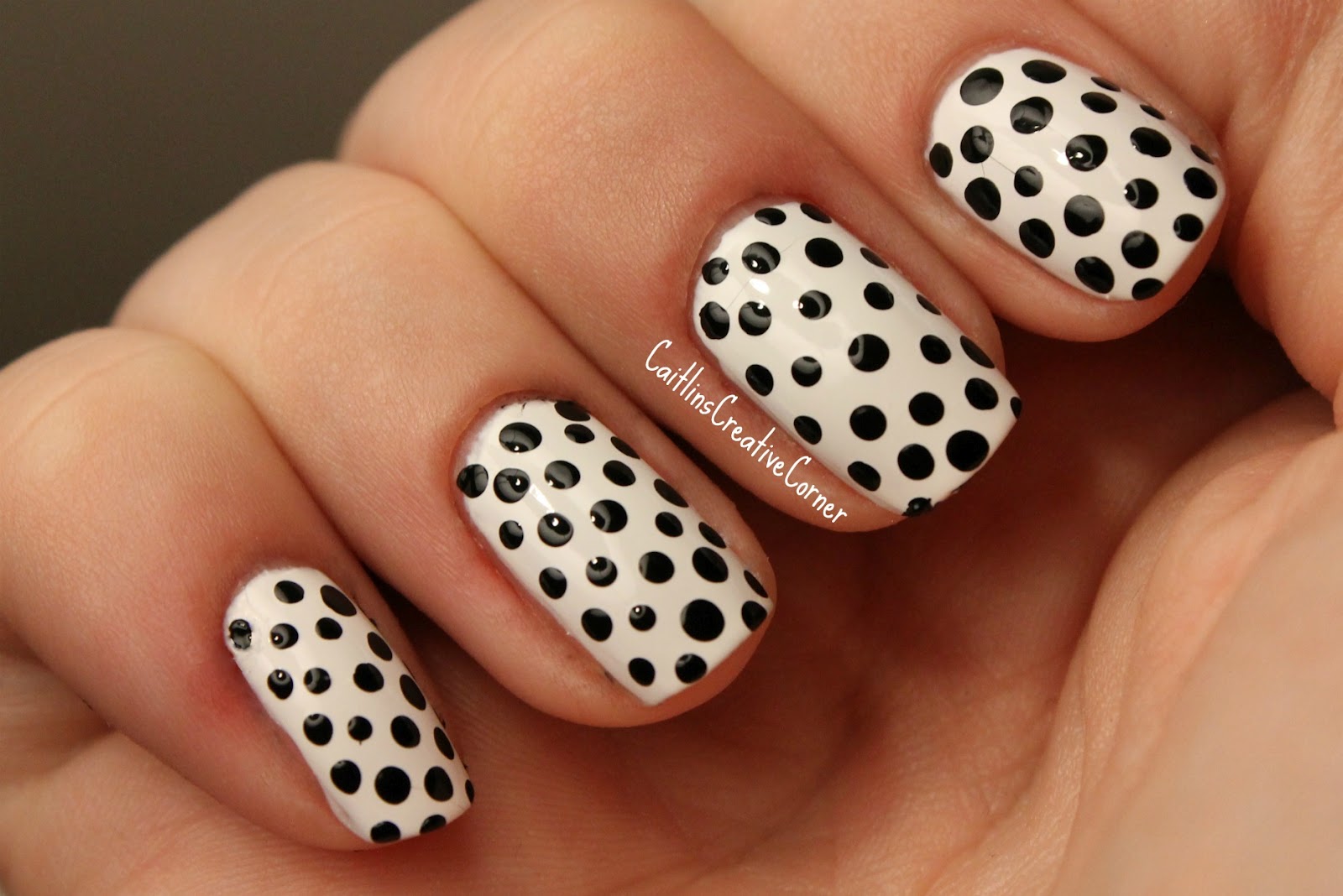 Black and White Polka Dot Nails
