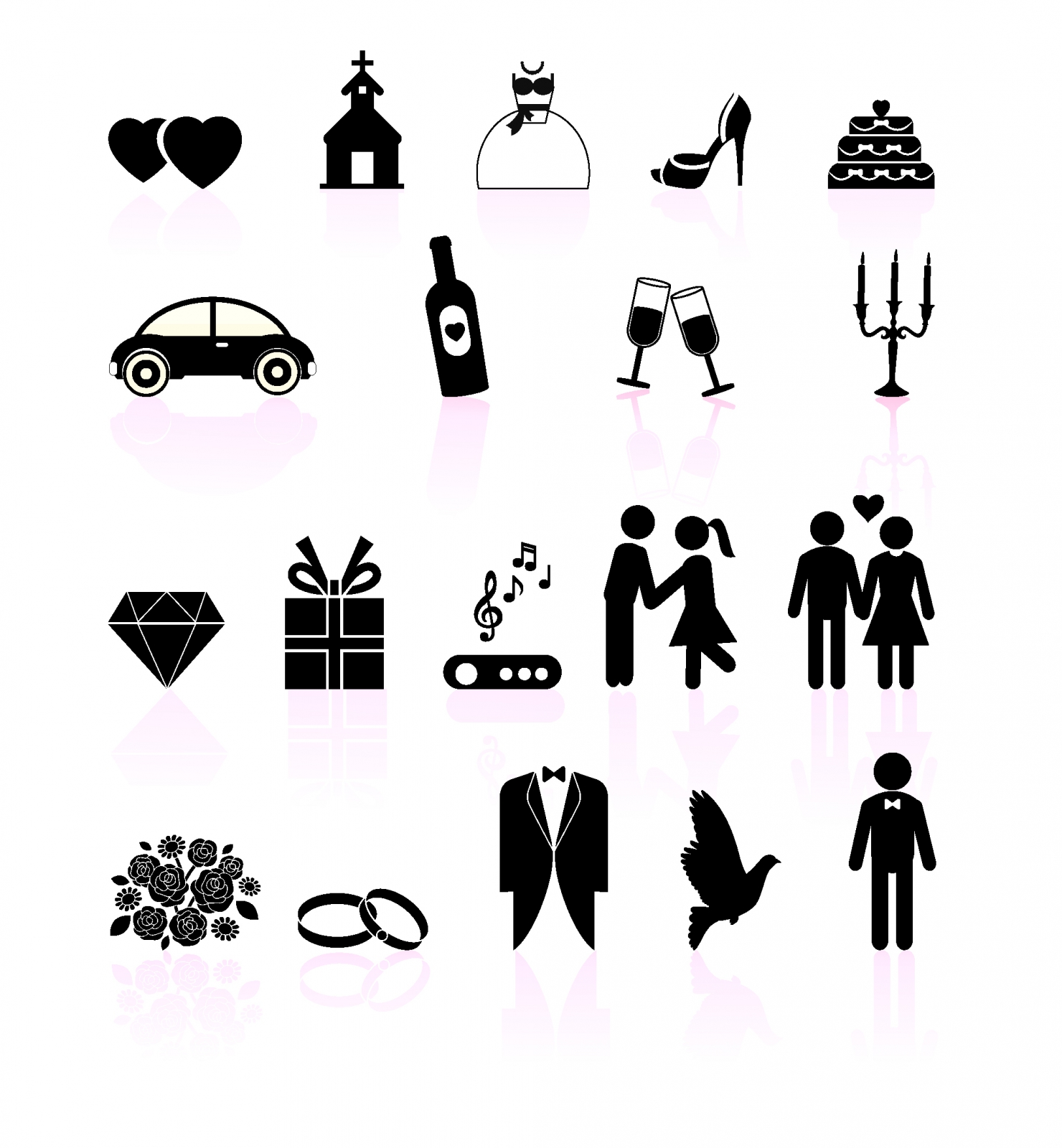 Black and White Wedding Icons