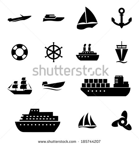 Cargo Ship Icon Black and White