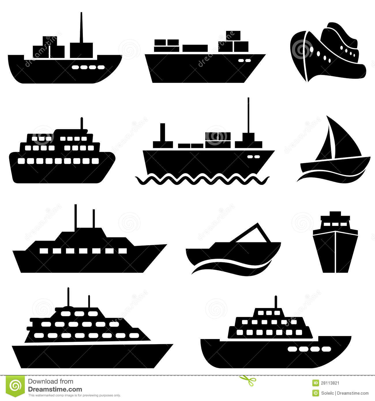 Cargo Ship Icon Black and White