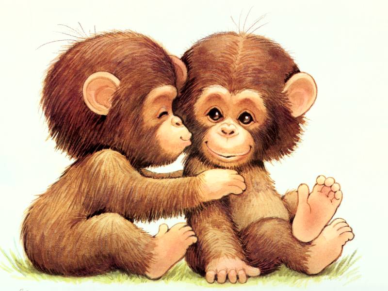 Cute Cartoon Monkey Love