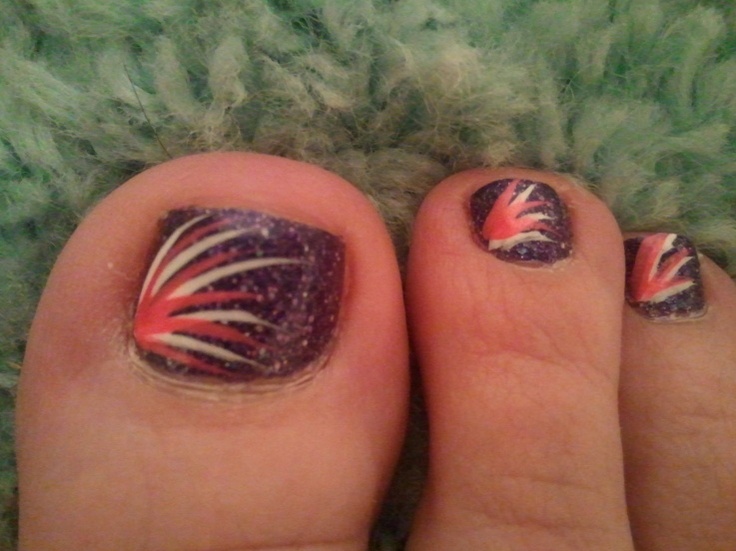 Fireworks 4th July Toe Nails