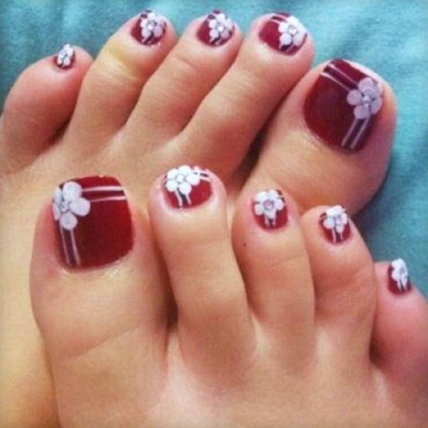 Flower Toe Nail Art Designs