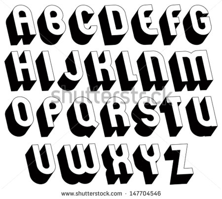 Font Style Bold Letters Alphabet 3D