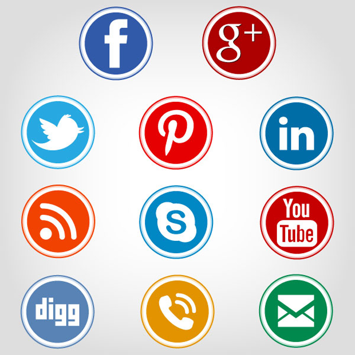 18 Circle Social Media Icons Vector Images