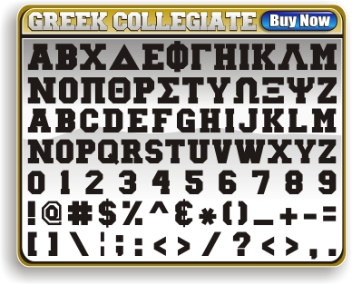 Greek Collegiate Block Font