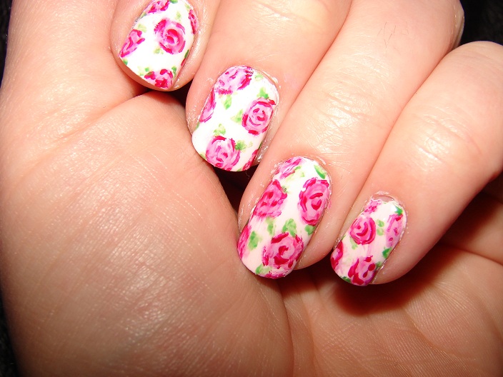 Nail Art Design Pink Roses