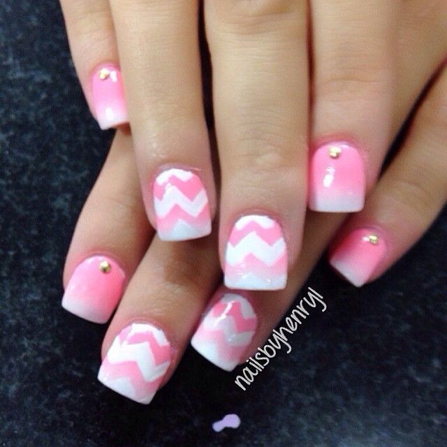 Ombre Chevron Nail Art Design