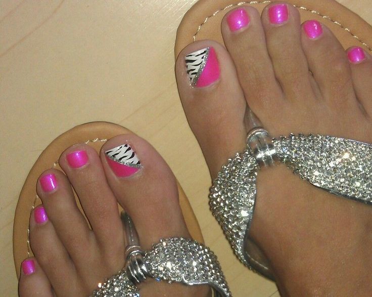 Pink Zebra Toenail Designs