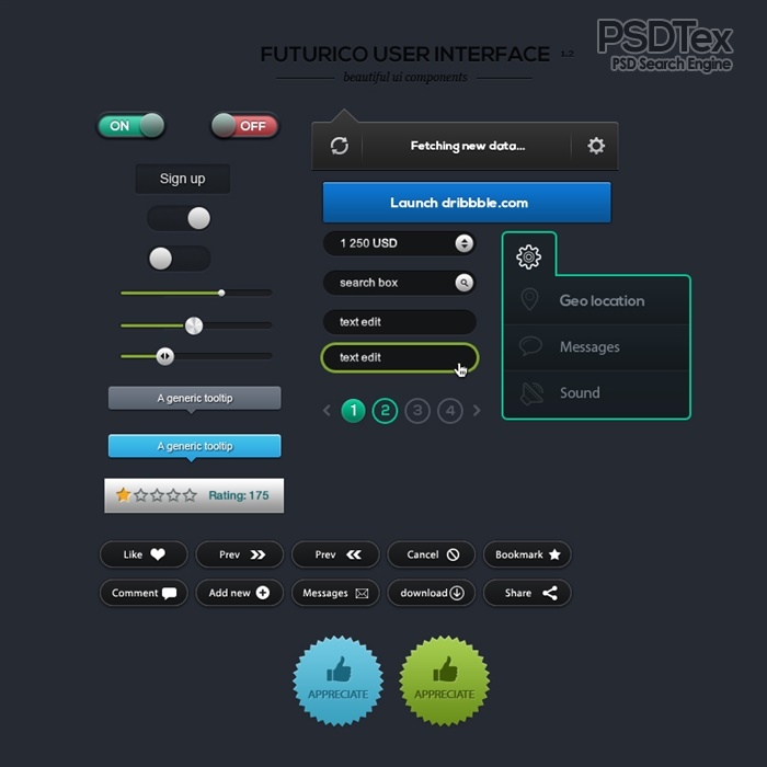 PSD UI Web Design Elements