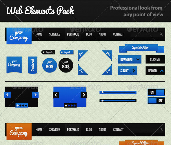 PSD UI Web Design Elements