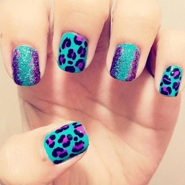 Purple Cheetah Nails Design