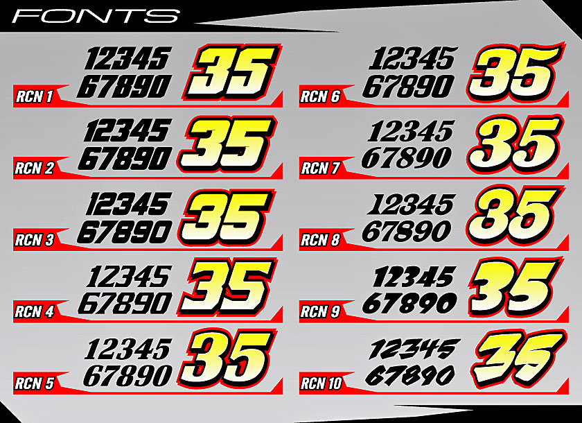 Race Car Number Fonts