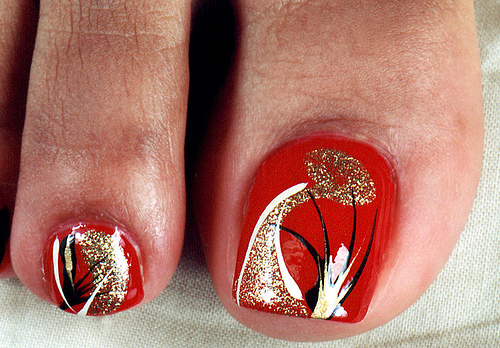 14 Red Toe Nail Designs Images