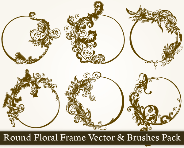 Round Floral Frame Vector