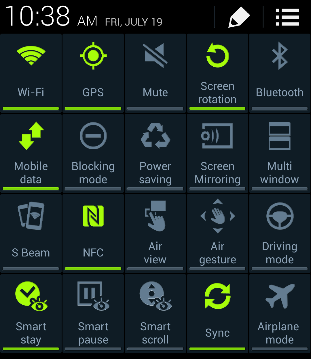 Samsung Android Phone Icon Symbols