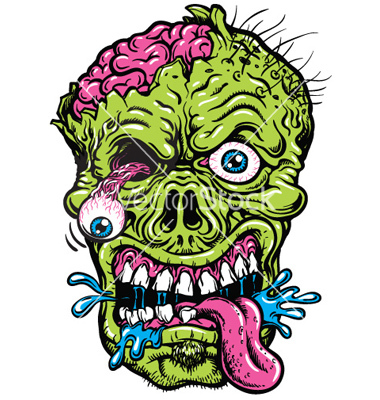 Scary Cartoon Zombie Head