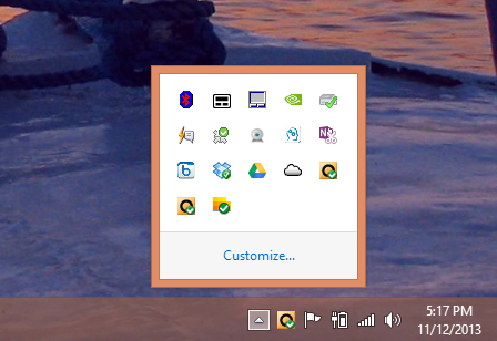 System Tray Windows 8.1