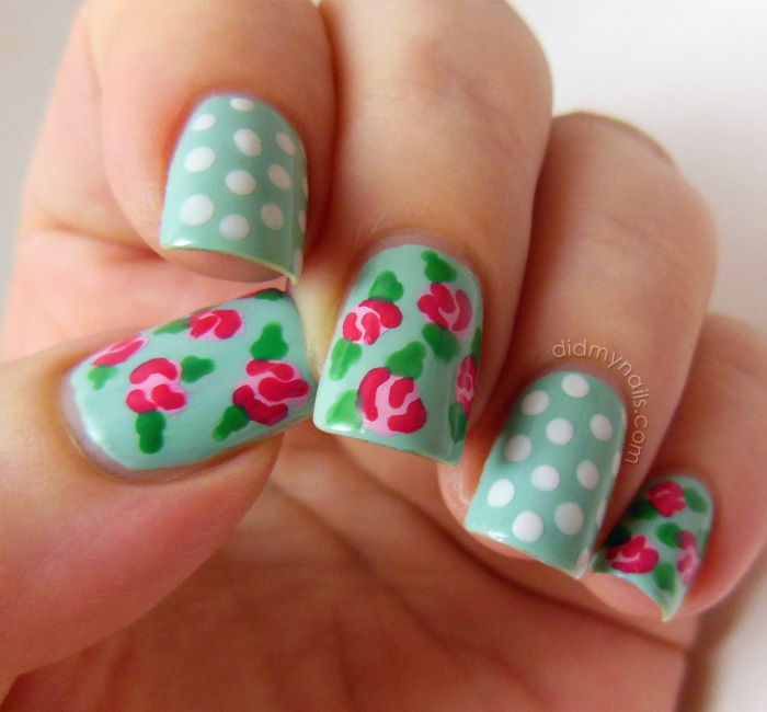 Vintage Rose Nail Art