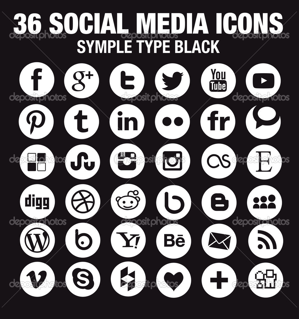 White Social Media Icons Vector