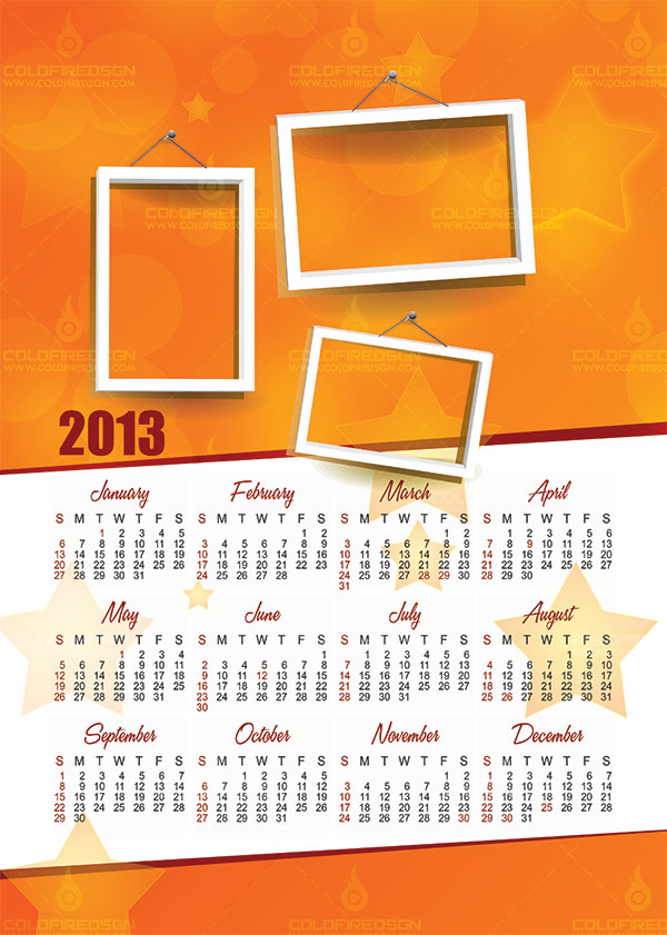 2013 Calendar Template PSD Free Download