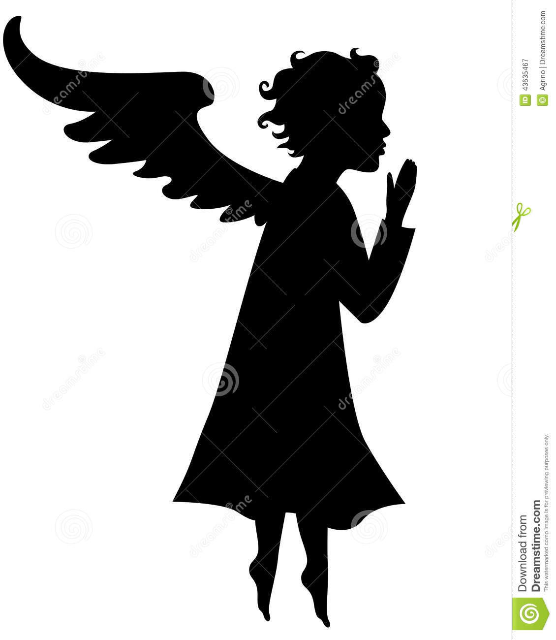 Angel Praying Girl Silhouette Vector Angel Praying Girl Silhouette Vector