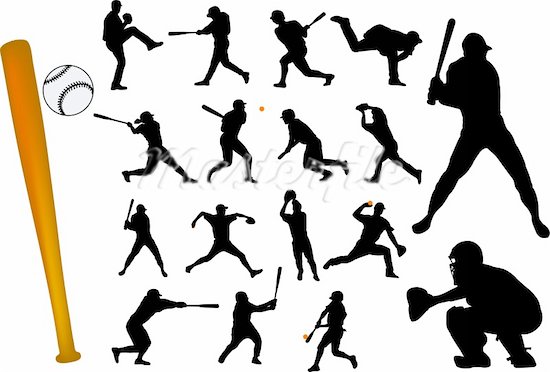 Baseball Player Silhouettes Vector