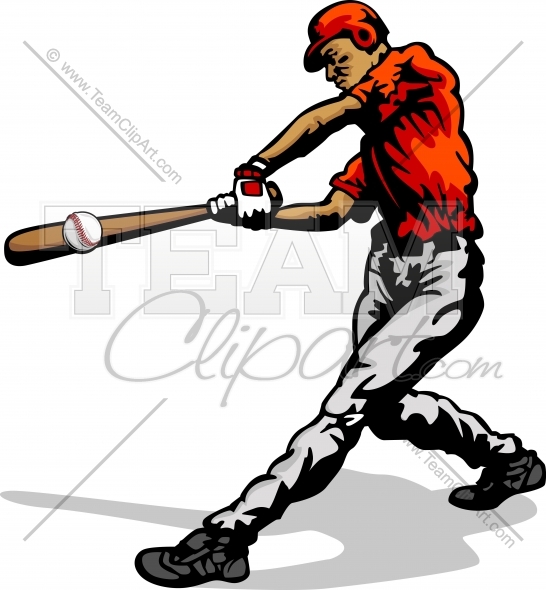 Baseball Player Swinging Bat Clip Art