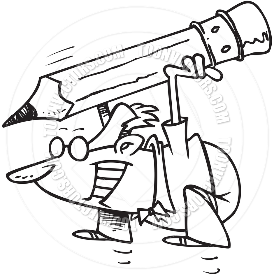 Bear with Pencil Clip Art Black and White Bear with Pencil Clip Art Black and White
