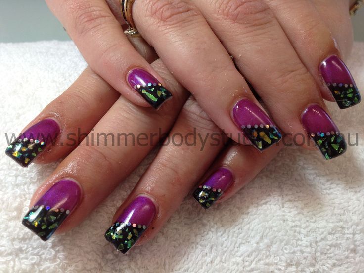 Black and Purple Gel Nails