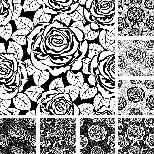 Black and White Rose Pattern