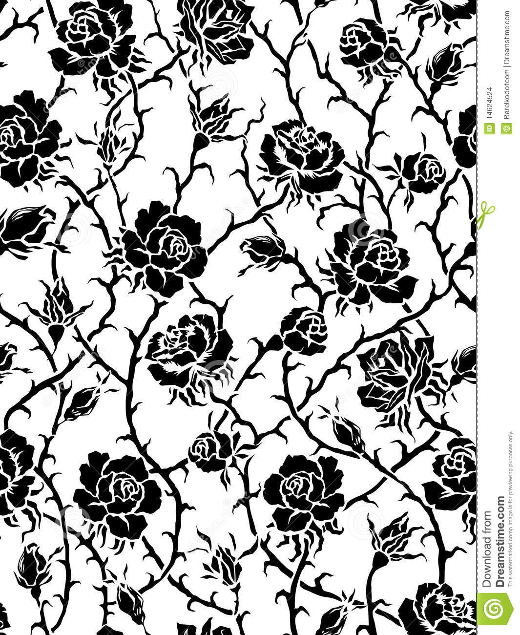 Black and White Rose Pattern