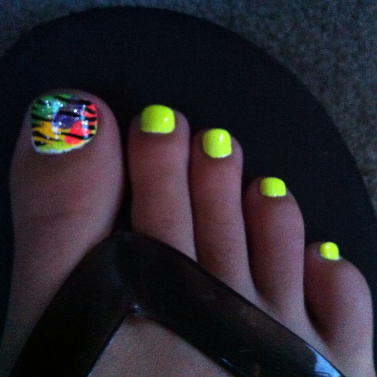 Bright Yellow Toe Nail Design