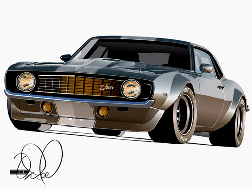 Camaro Hot Rod Cartoon Art