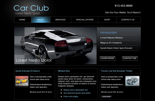 Car Club Website Templates